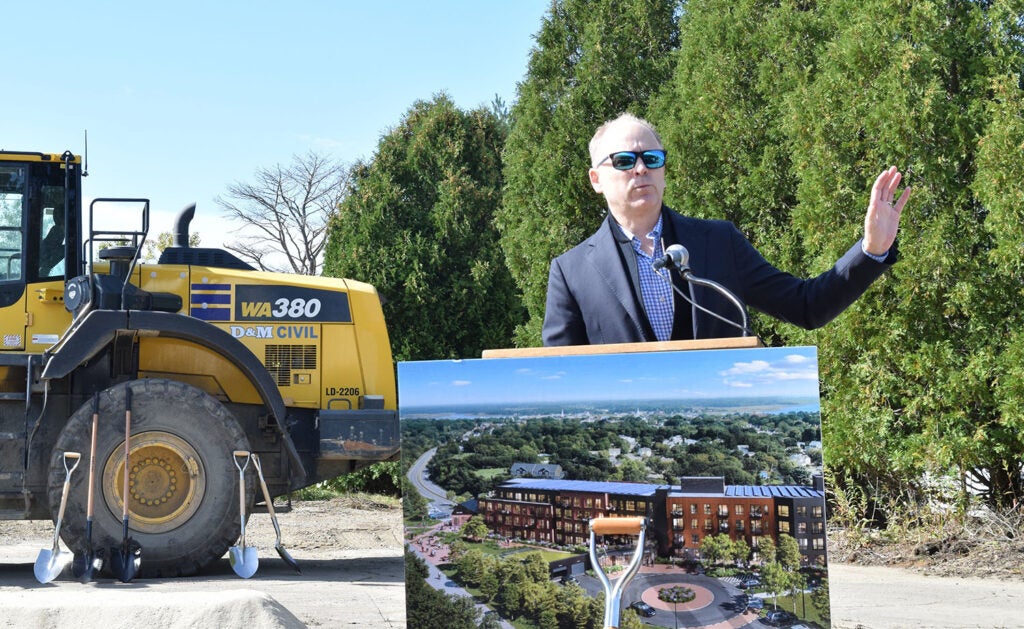 A photo of MINCO CEO Eric Loth at the groundbreaking celebration for Newburyport Commons III