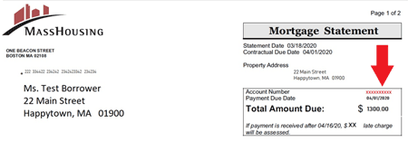 Example statement showing where to find your loan number